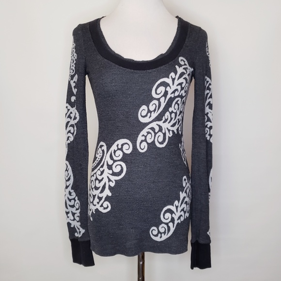 Free People Tops - Free People Thermal Scoop Neck Top - Charcoal Gray